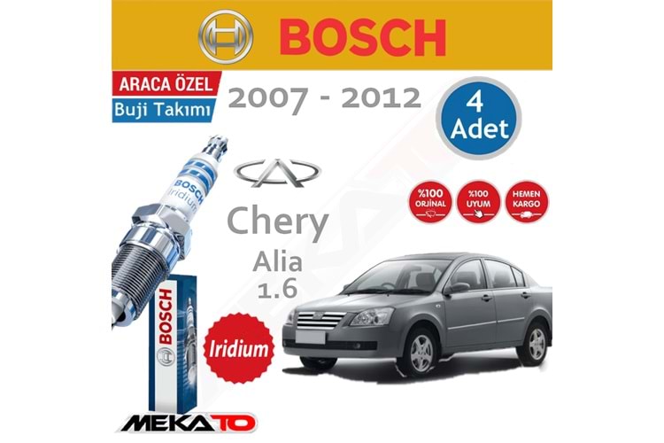 Bosch Chery Alia Lpg (1.6) İridyum (2007-2012) Buji Takımı 4 Ad.