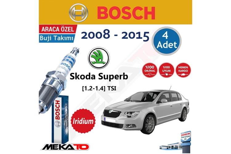Bosch Skoda Süperb 1.4 TSI İridyum 2008-2015 Buji Takımı 4 Ad.