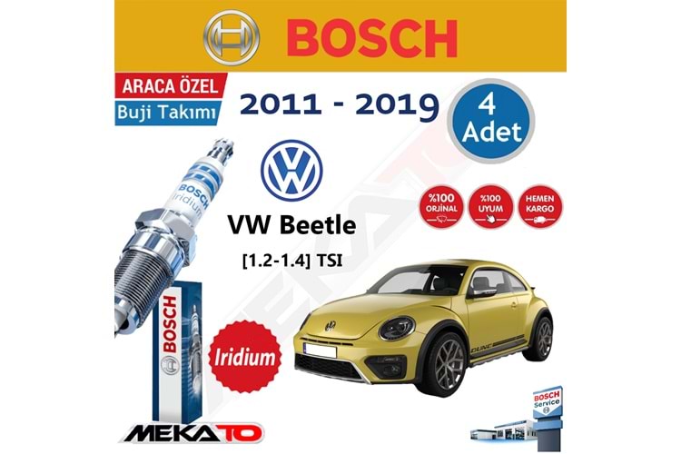 Bosch VW Beetle 1.2-1.4 TSI İridyum 2011-2019 Buji Takımı 4 Ad.