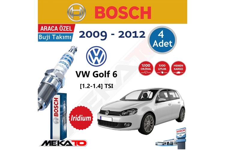 Bosch VW Golf 6 1.2 1.4 TSI İridyum 2009-2012 Buji Takımı 4 Ad.