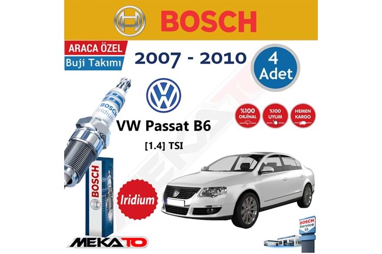 Bosch VW Passat B6 1.4 TSI İridyum 2007-2010 Buji Takımı 4 Ad.