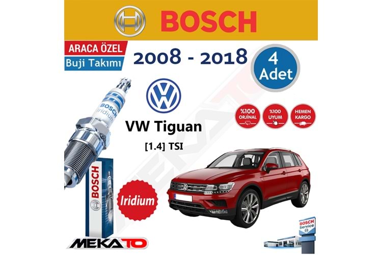 Bosch VW Tiguan 1.4 TSI İridyum 2008-2018 Buji Takımı 4 Ad.