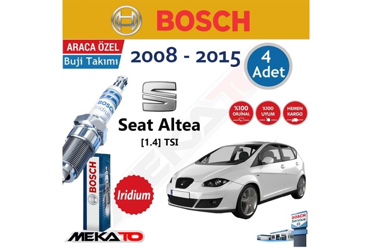 Bosch Seat Altea 1.4 TSI İridyum 2008-2015 Buji Takımı 4 Ad.