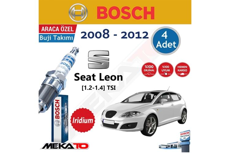 Bosch Seat Leon 1.2-1.4 TSI İridyum 2009-2012 Buji Takımı 4 Ad.