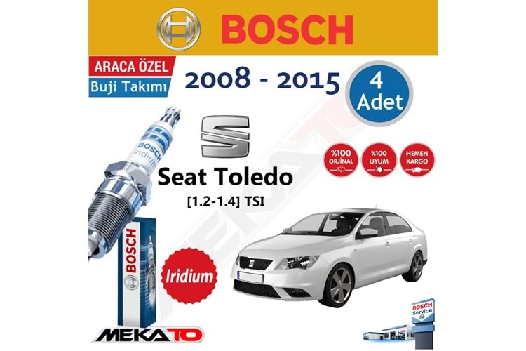 Bosch Seat Toledo 1.2-1.4 TSI İridyum 2008-2015 Buji Takımı 4 Ad.