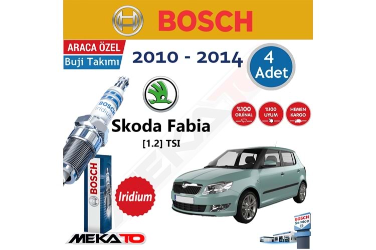 Bosch Skoda Fabia 1.2 TSI İridyum 2010-2014 Buji Takımı 4 Ad.
