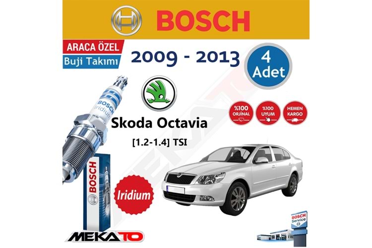 Bosch Skoda Octavia 1.2 1.4 TSI İridyum 2009-2013 Buji Takımı 4 Ad.