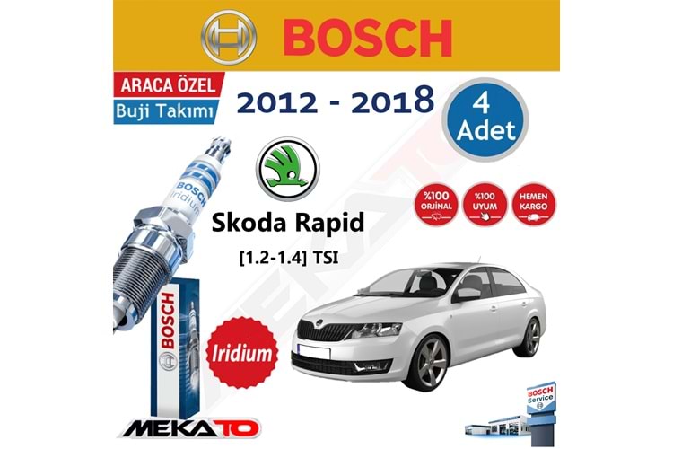Bosch Skoda Rapid 1.2-1.4 TSI İridyum 2012-2018 Buji Takımı 4 Ad.