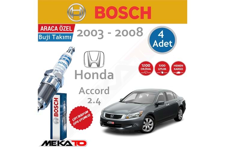 Bosch Honda Accord (2.4) Çift İridyum (2003-2008) Buji Takımı 4 Ad.