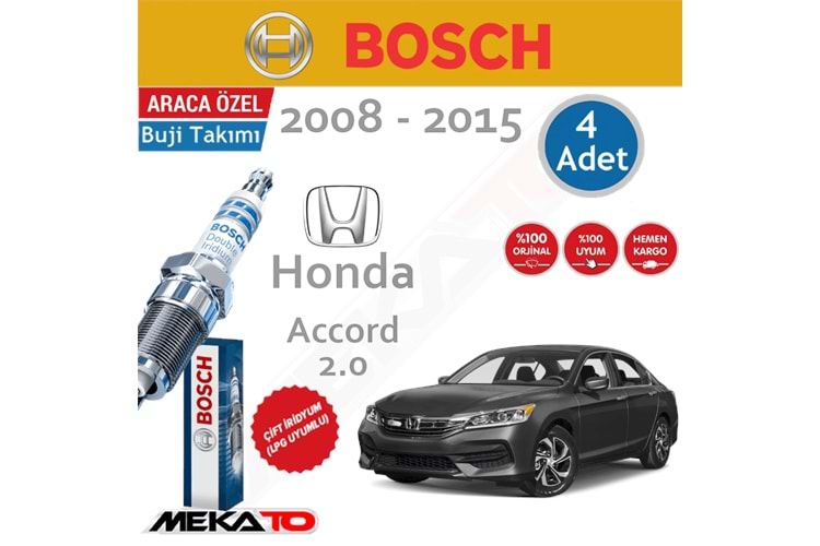 Bosch Honda Accord 2.0 Çift İridyum Buji Takımı 2008-2015 4 Ad.
