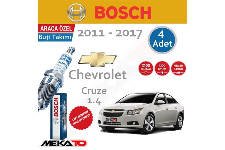 Bosch Chevrolet Cruze 1.4 Turbo Çift İridyum Buji Takımı 2009-2017 4Ad.