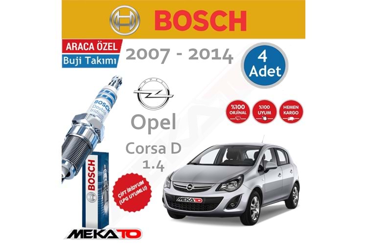 Bosch Opel Corsa D 1.4 Çift İridyum Buji Takımı 2007-2014 4 Ad.