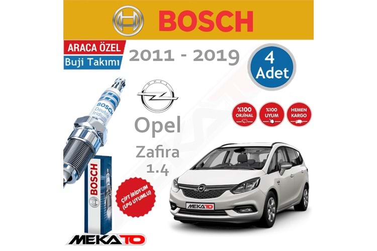 Bosch Opel Zafira 1.4 Çift İridyum Buji Takımı 2011-2020 4 Ad.
