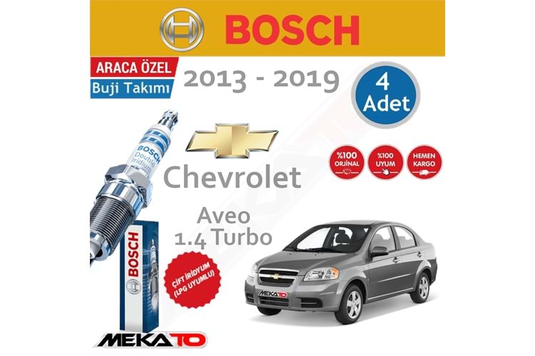 Bosch Chevrolet Aveo 1.4 Turbo Çift İridyum Buji Takımı 2013-2020 4 Ad.