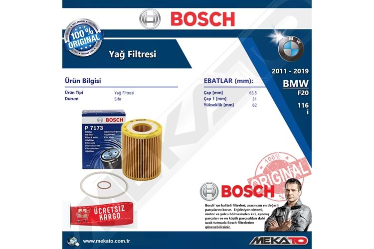 Bmw 1 Seri F20 116 i N13 Bosch Yağ Filtresi 2011-2019