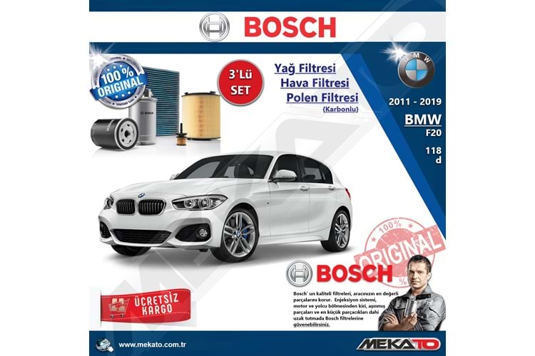 Bmw 1 Seri F20 118 d N47 3 Lü Bosch Filtre Seti Karbonlu 2011-2019