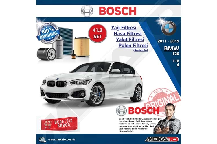Bmw 1 Seri F20 118 d N47 4 Lü Bosch Filtre Seti Karbonlu 2011-2019