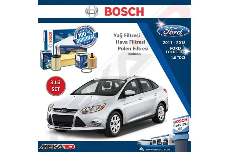 Ford Focus 3 1.6 TDCI 3 Lü Bosch Karbonlu Filtre Seti 2011-2018