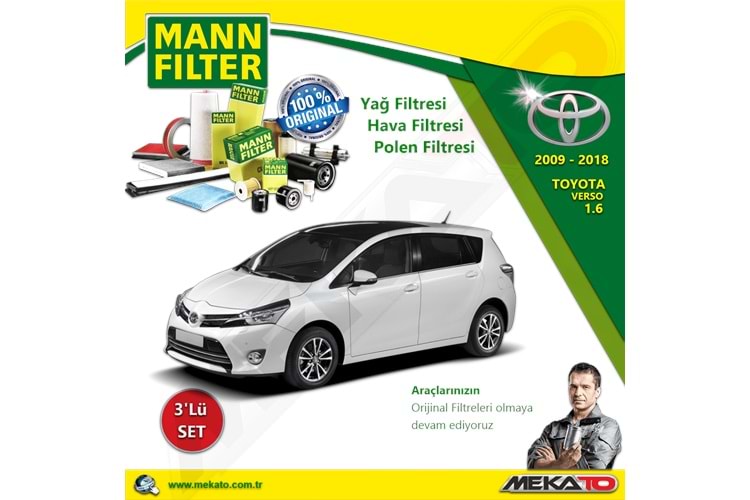 Toyota Verso 1.6 - 3 Lü Mann Filtre Seti 2009-2018