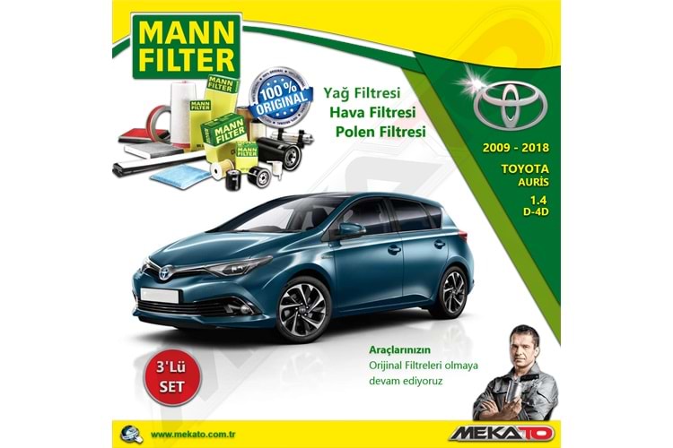 Toyota Auris 1.4 D-4D 3 Lü Mann Filtre Seti 2009-2018
