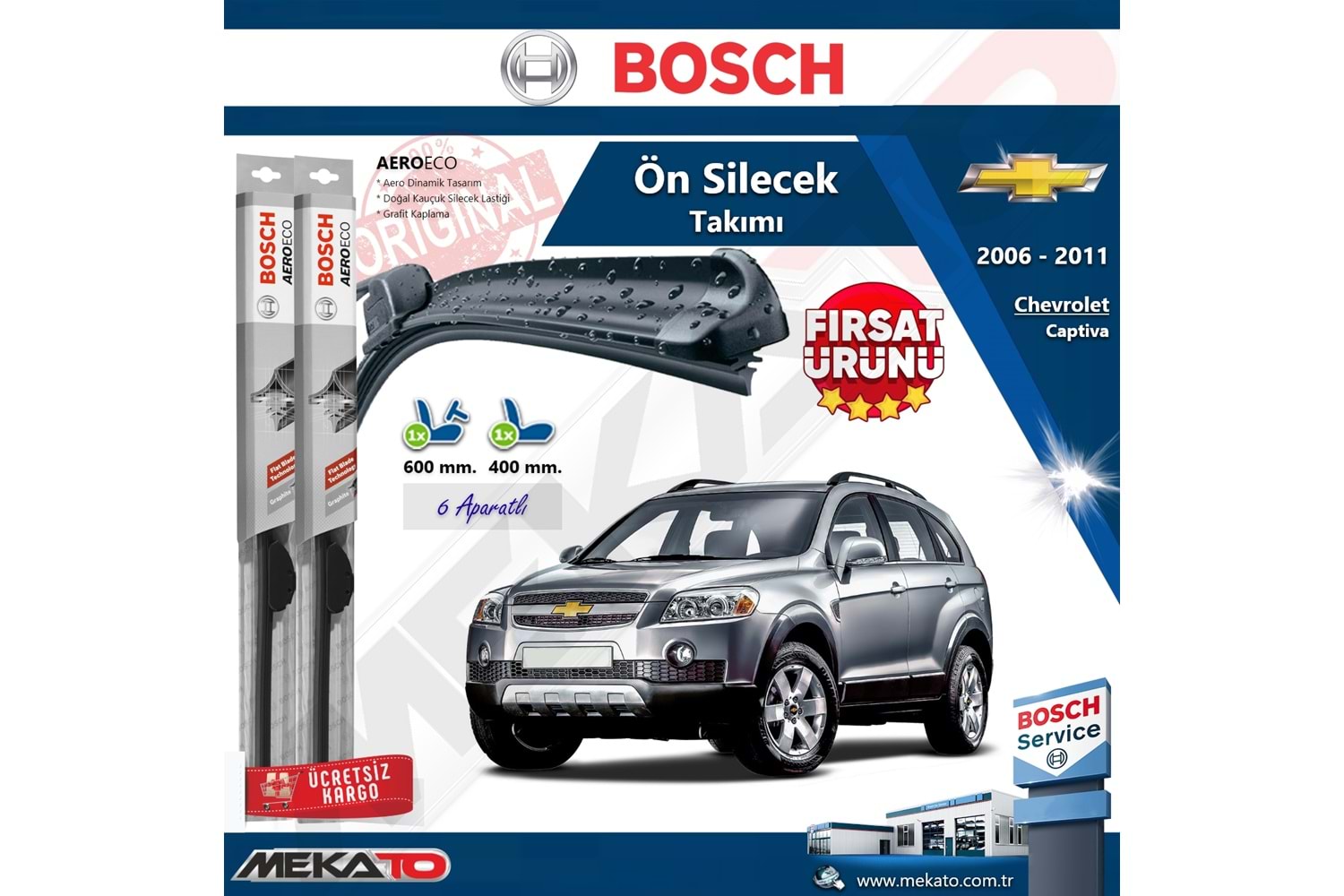 Chevrolet Captiva Ön Silecek Takımı Bosch Aero Eco 2006-2011