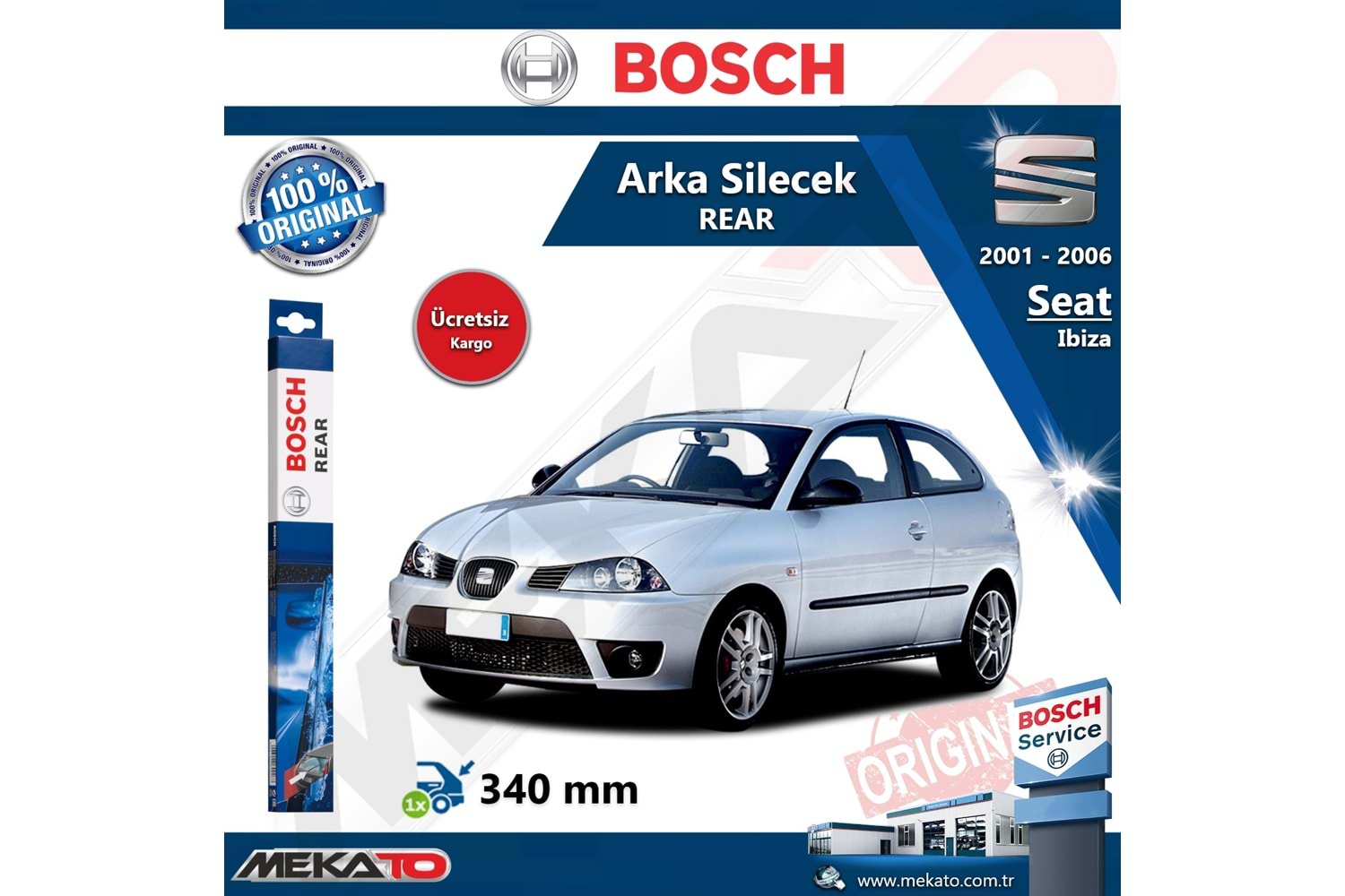 Seat Ibiza Arka Silecek Bosch Rear 2001-2006